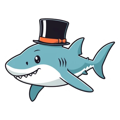 Shark with a top hat sticker