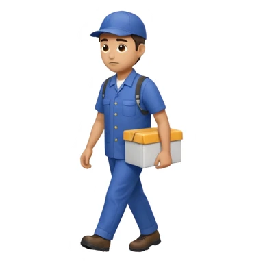 emoji of delivery man is going somewhere to the right , he is sad, he is dressed in work uniform sticker