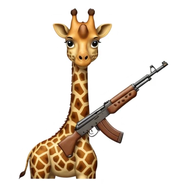 Giraffe that has a ak 47 sticker