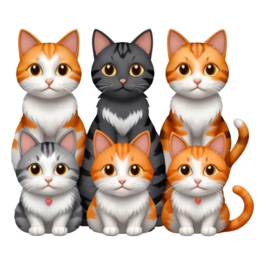 6 cats with different natural coloured coats
 sticker