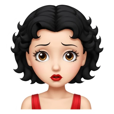 Do not change the face I already created, I want her with Betty boop face and black hairstyle confused sticker