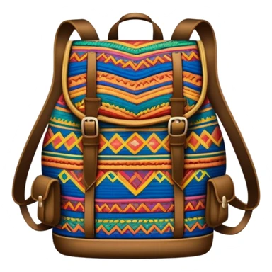 Cinematic Realistic image of a traditional Colombian mochila, rendered with detailed woven textures and vibrant patterns, set against a rustic backdrop with soft, cultural lighting sticker