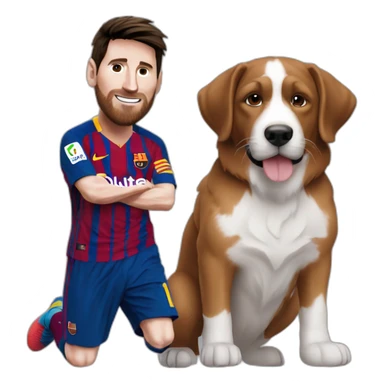 Messi y un perro sticker
