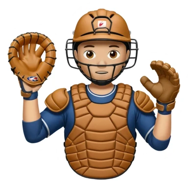 Baseball catcher, with glove up and in the foreground, ready to catch the ball sticker