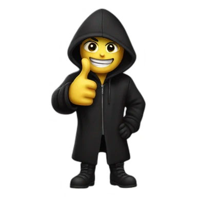 thumbs up sinister character black hood sticker