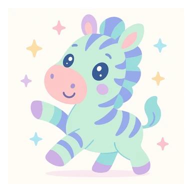 stylized and expressive zebra in a playful pose sticker