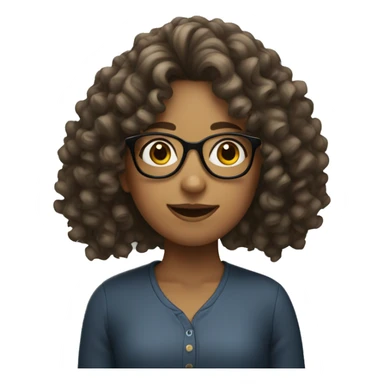 Girl with curly hair with glasses sticker