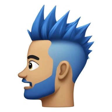 Man with blue spiked hair getting a fade haircut sticker