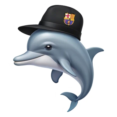 dolphin with hat black and fcbarcelona t shirth sticker