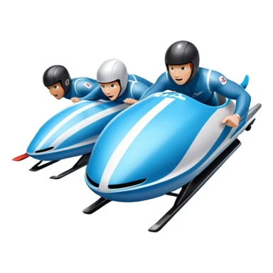 An icon featuring a sleek bobsled with athletes racing down an icy track at high speed, helmets on and bodies aligned for aerodynamics. Surrounded by icy curves, snowbanks, and a wintry mountain backdrop. Transparent background captures the thrill and precision of bobsleigh. sticker