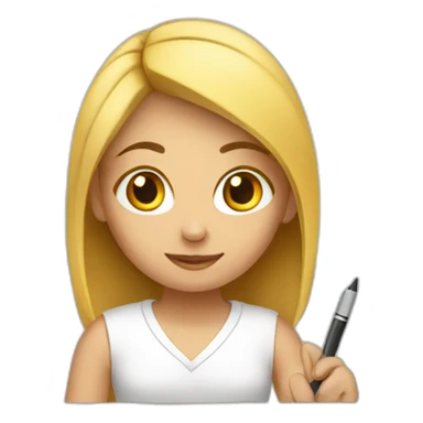 girl writing sticker