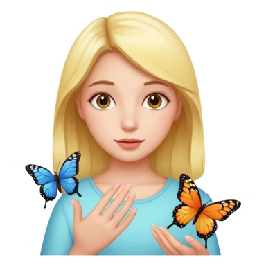a girl with buffterfly sticker