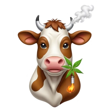 Smoking weed cow sticker