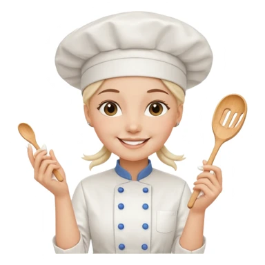 Young female baker - white chef hat, holding cream piping bags in both hands sticker