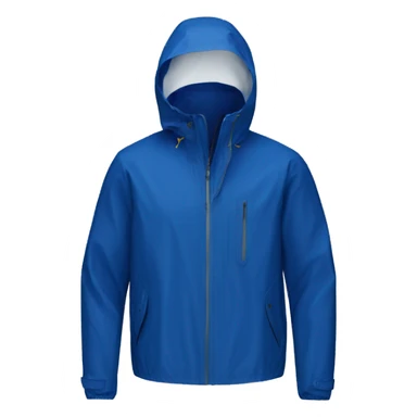 a waterproof K-way jacket totally in Blue Royal Marine color with hood, just the object itself sticker