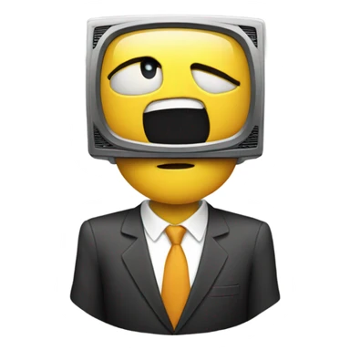 A person with a tv head and has a smile sticker