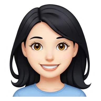smiling girl with black hair sticker