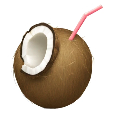 Coconut with straw for coconut water sticker