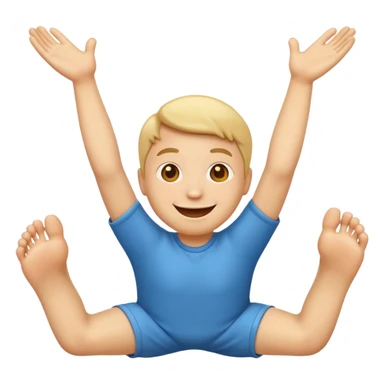 An emoji face that has his feet in the air behind him sticker