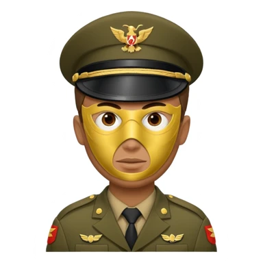soldier in uniform and wearing mask sticker