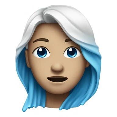 crying face with blue tears sticker