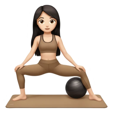 pilates girl in brown set whit black long hair  sticker