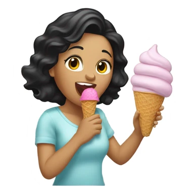 Black haired Latina licking ice cream sticker