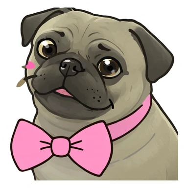 Pug wearing a pink bow  sticker