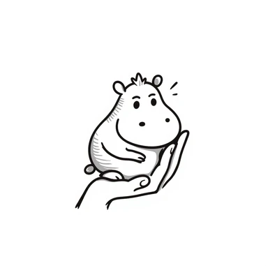 A little hippo in the hand sticker