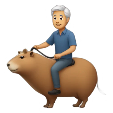 grandfather ride on a capybara sticker