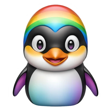 Rainbow penguin happy sticker