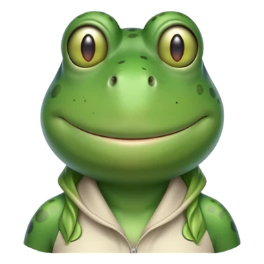 smiling female frog character in casual clothes upright pose sticker
