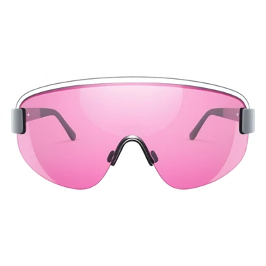 pink tinted shield visor glasses, frameless Y2K style, one continuous lens, minimalist design sticker