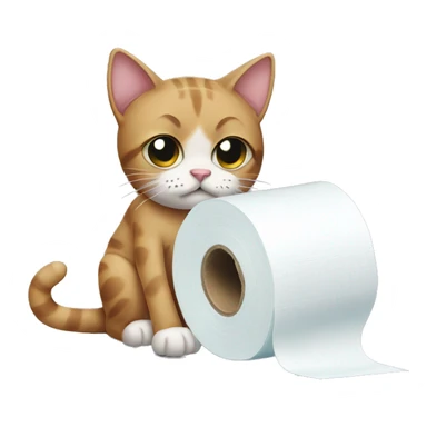 A sad cat cryin with toilet paper sticker