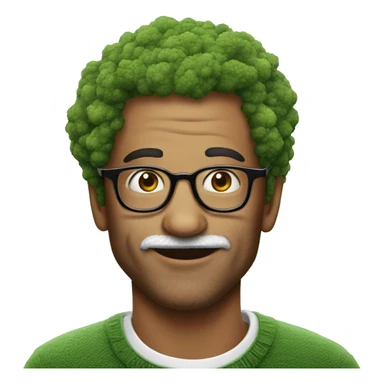 man in his 20s with broccoli hair and glasses kissing an aged man sticker