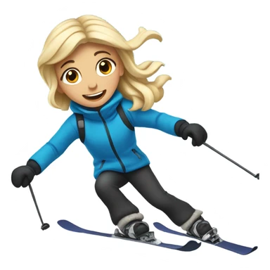 Blonde girl and blonde boy skiing sticker