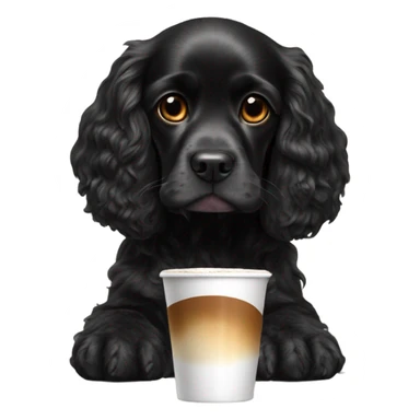 Black cocker spaniel drinking capucino sticker