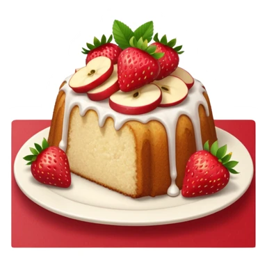 Strawberry poundcake with strawberries apple emoji  sticker