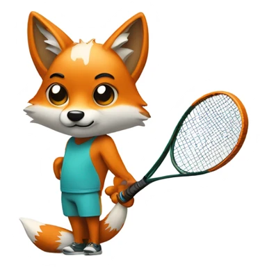 Fox playing tennis sticker