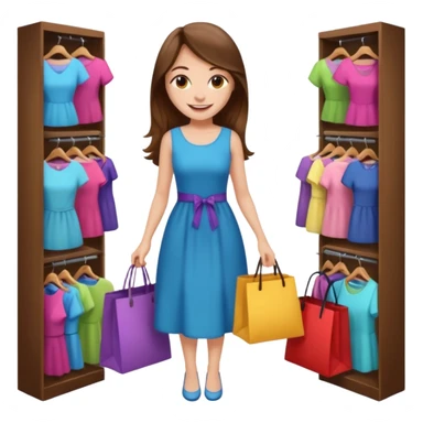 woman with long hair buys clothes in a store, shopping vibe sticker