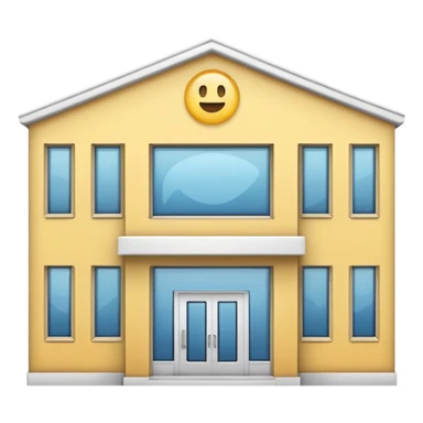 front view of a clinic building with a see-through window, emoji style sticker