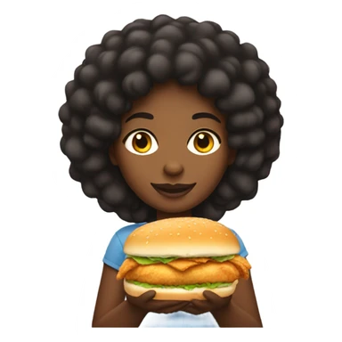 Black girl with chicken sandwich in her hand sticker