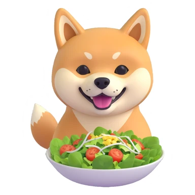 shiba inu eating salad bowl sticker