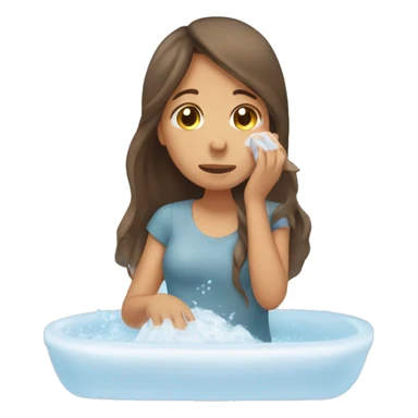 long brown hair girl washing her face sticker
