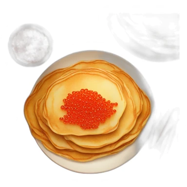 Pancake with red caviar sticker