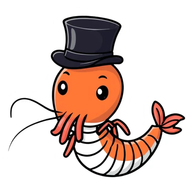 shrimp wearing a top hat sticker