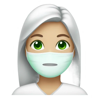 Lady with face mask and green eyes spa beauty full face relaxing sticker