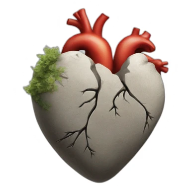 Realistic heart rock sticker