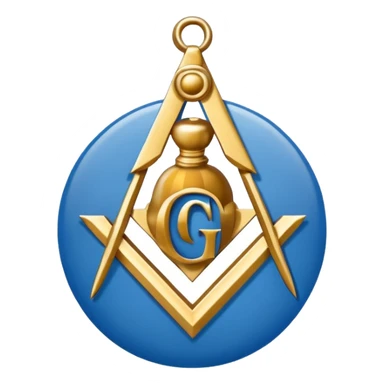 Masonic Square and Compass, stylized with silver and blue, simple Apple emoji style sticker