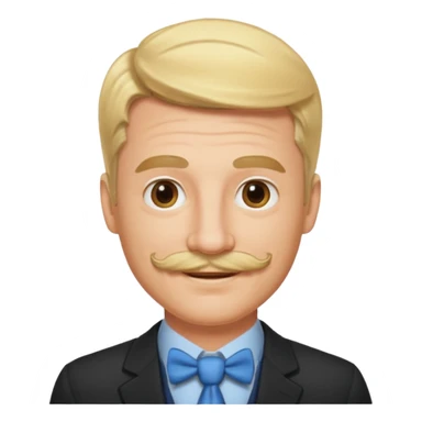 emoji of a 30-year-old man, mature appearance, gentleman features, blond hair, mustache, smiling sticker